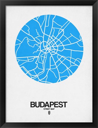Framed Budapest Street Map Blue Print