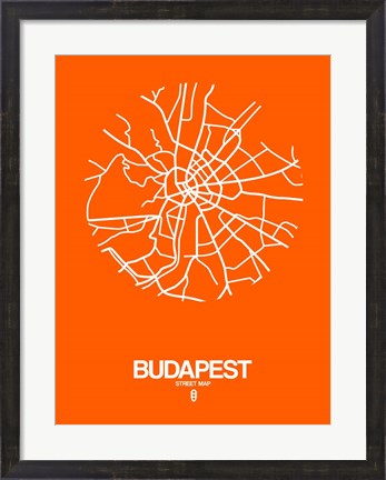 Framed Budapest Street Map Orange Print