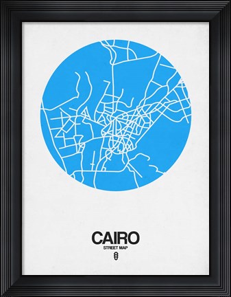 Framed Cairo Street Map Blue Print
