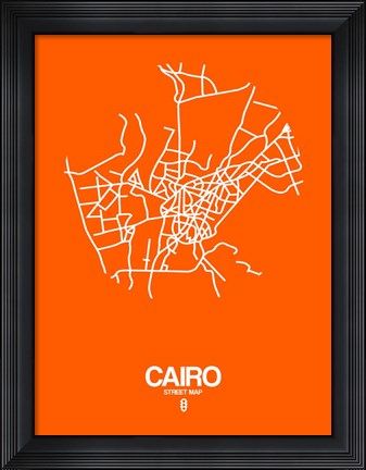Framed Cairo Street Map Orange Print