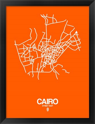 Framed Cairo Street Map Orange Print