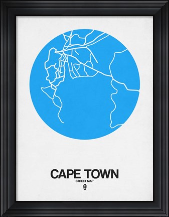 Framed Cape Town Street Map Blue Print