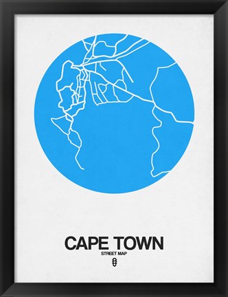 Framed Cape Town Street Map Blue Print