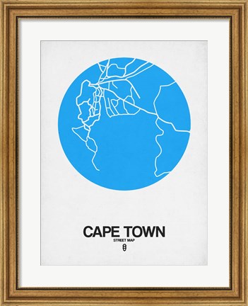 Framed Cape Town Street Map Blue Print