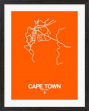 Framed Cape Town Street Map Orange Print