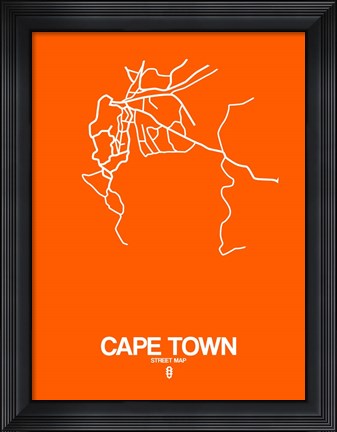 Framed Cape Town Street Map Orange Print