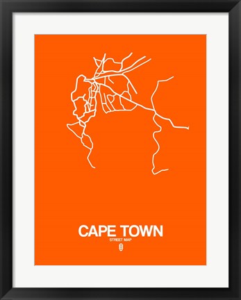 Framed Cape Town Street Map Orange Print