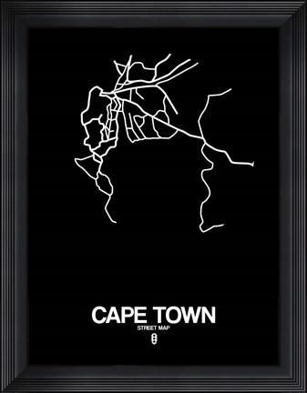 Framed Cape Town Street Map Black Print