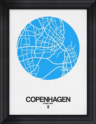 Framed Copenhagen Street Map Blue Print