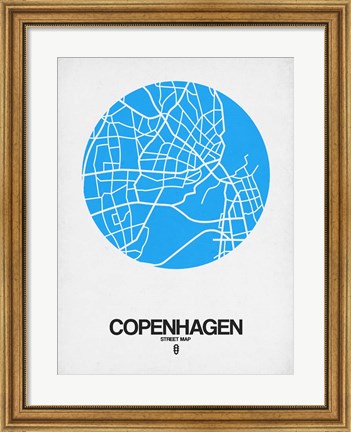 Framed Copenhagen Street Map Blue Print