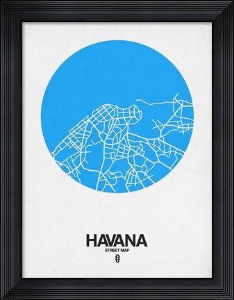 Framed Havana Street Map Blue Print