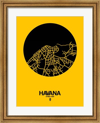 Framed Havana Street Map Yellow Print