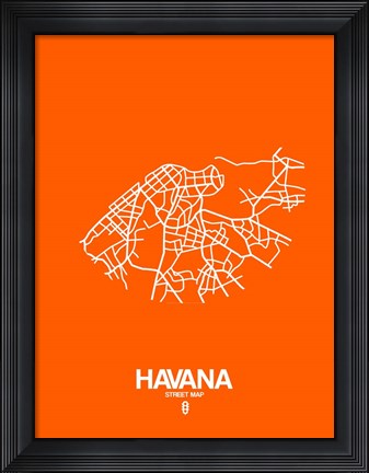 Framed Havana Street Map Orange Print
