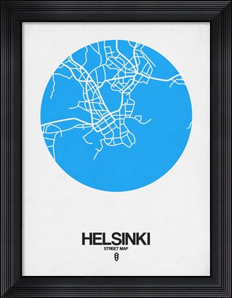 Framed Helsinki Street Map Blue Print