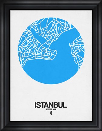 Framed Istanbul Street Map Blue Print