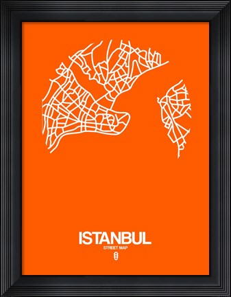 Framed Istanbul Street Map Orange Print