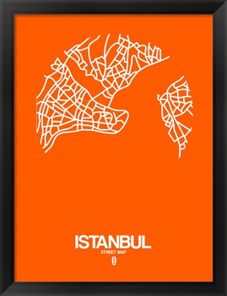 Framed Istanbul Street Map Orange Print