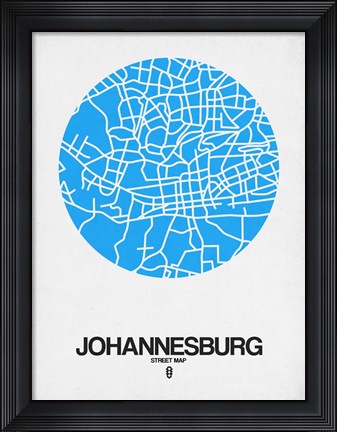 Framed Johannesburg Street Map Blue Print