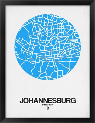 Framed Johannesburg Street Map Blue Print