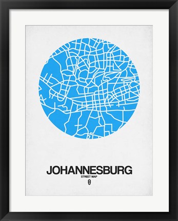 Framed Johannesburg Street Map Blue Print