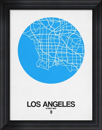 Framed Los Angeles Street Map Blue Print