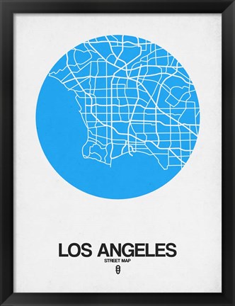 Framed Los Angeles Street Map Blue Print