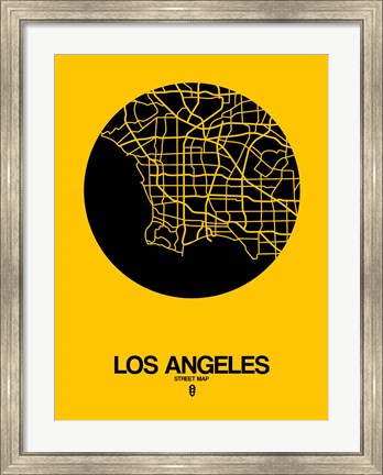 Framed Los Angeles Street Map Yellow Print