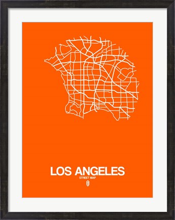 Framed Los Angeles Street Map Orange Print