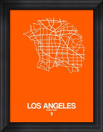 Framed Los Angeles Street Map Orange Print