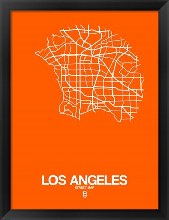 Framed Los Angeles Street Map Orange Print