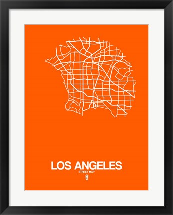 Framed Los Angeles Street Map Orange Print