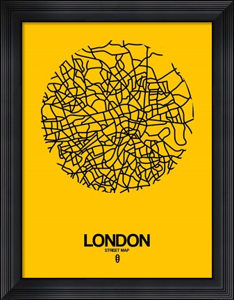 Framed London Street Map Yellow Print