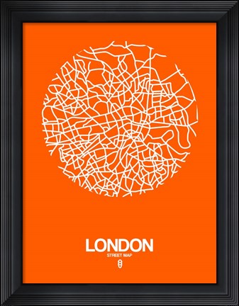 Framed London Street Map Orange Print