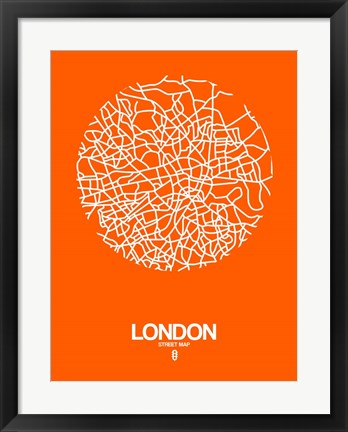 Framed London Street Map Orange Print