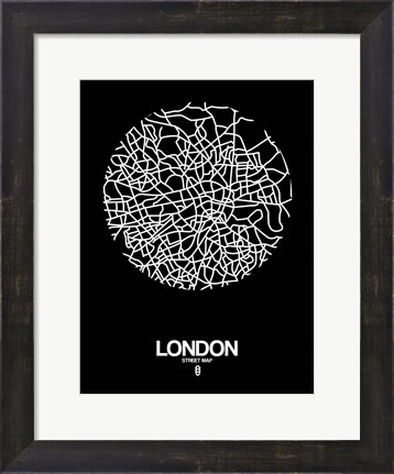 Framed London Street Map Black Print