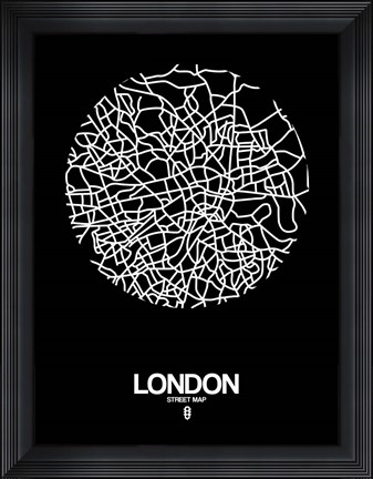Framed London Street Map Black Print