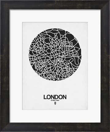 Framed London Street Map Black on White Print