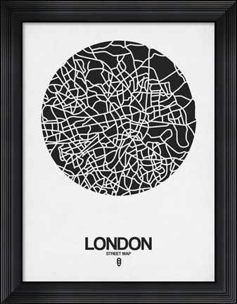 Framed London Street Map Black on White Print