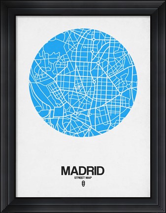 Framed Madrid Street Map Blue Print