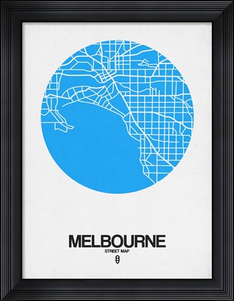 Framed Melbourne Street Map Blue Print