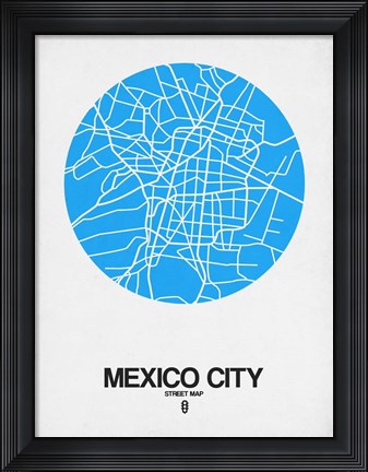 Framed Mexico City Street Map Blue Print