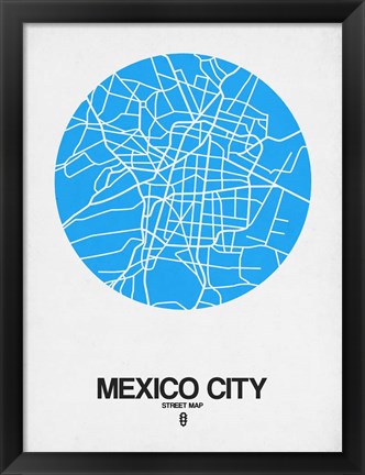 Framed Mexico City Street Map Blue Print