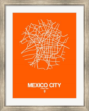 Framed Mexico City Street Map Orange Print
