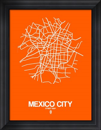 Framed Mexico City Street Map Orange Print