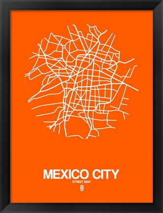 Framed Mexico City Street Map Orange Print