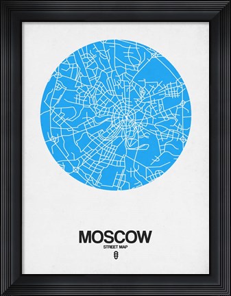 Framed Moscow Street Map Blue Print