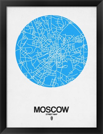Framed Moscow Street Map Blue Print