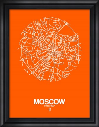 Framed Moscow Street Map Orange Print