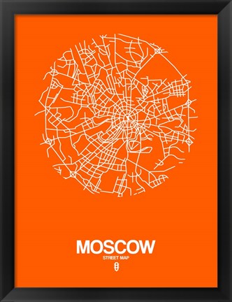 Framed Moscow Street Map Orange Print