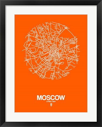 Framed Moscow Street Map Orange Print